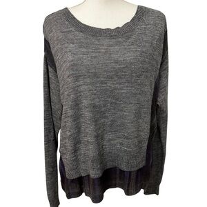 Scanlan & Theodore Virgin Wool Alpaca And Rayon Pullover Grey And Plaid SZ ML